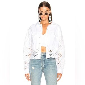 Jonathan Simkhai Cropped Macramé Denim Jean Jacket